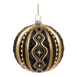 2pc Mark Roberts Classic Ball Ornaments 4in Luxury Black Gold Glam Holiday Decor